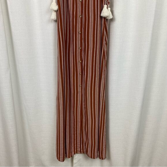 Anthropologie x Faithfull The Brand Brown Stripe Arietta Slip Maxi Dress Sz.L - Picture 9 of 16